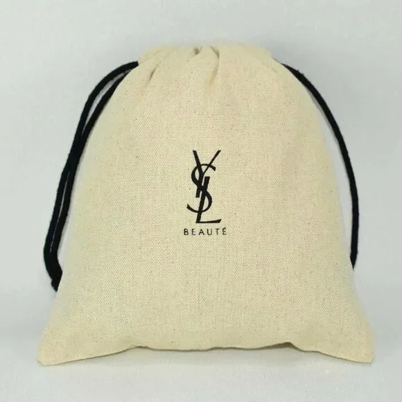 YSL Beige Cotton Drawstring Makeup Pouch Limited Edition Bag Yves Saint Laurent - Picture 7 of 7